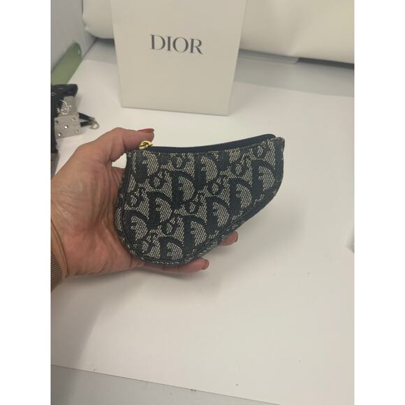 Christian Dior Saddle Coin Case Navy Blue Trotter Canvas with Gold Hardware Made - Picture 8 of 8